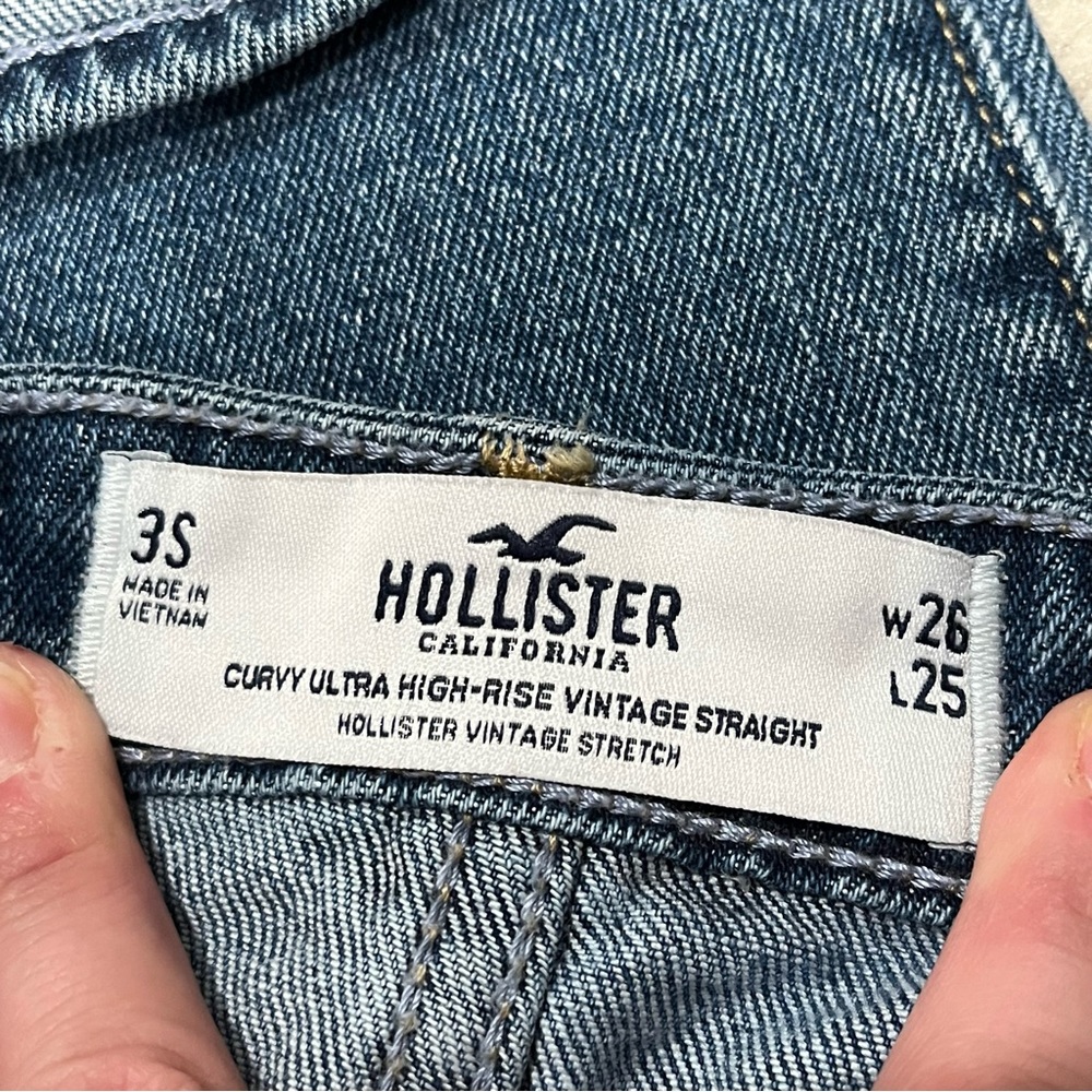 Hollister Curvy Ultra High-Rise Vintage Straight Jeans Vintage Stretch Size W26 - Picture 8 of 10